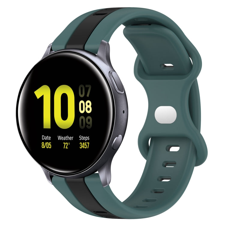 20mm Butterfly Buckle Two-Color Silicone Watch Band, For Samsung Galaxy Watch Active 2 44mm, For Samsung Galaxy Watch 42mm