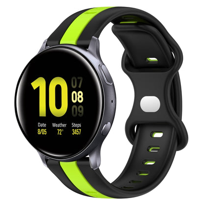20mm Butterfly Buckle Two-Color Silicone Watch Band, For Samsung Galaxy Watch Active 2 44mm, For Samsung Galaxy Watch 42mm