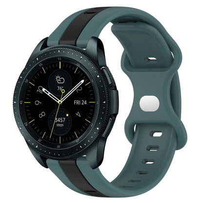20mm Butterfly Buckle Two-Color Silicone Watch Band, For Samsung Galaxy Watch Active 2 44mm, For Samsung Galaxy Watch 42mm