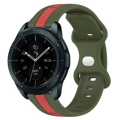 20mm Butterfly Buckle Two-Color Silicone Watch Band, For Samsung Galaxy Watch Active 2 44mm, For Samsung Galaxy Watch 42mm