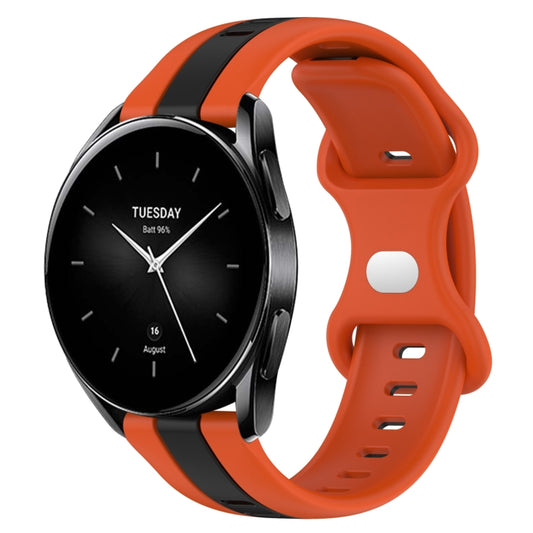 22mm Butterfly Buckle Two-Color Silicone Watch Band, For Xiaomi Watch S2 42mm, For Xiaomi Watch S2 46mm, For Xiaomi MI Watch S1, For Xiaomi MI Watch S1 Pro