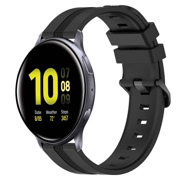20mm Concave Striped Slicone Watch Band, For Samsung Galaxy Watch Active 2 40mm, For Samsung Galaxy Watch Active 2 44mm, For Samsung Galaxy Watch 42mm, For Samsung Galaxy Watch 6 44mm
