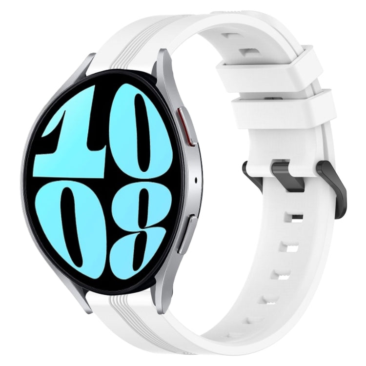 20mm Concave Striped Slicone Watch Band, For Samsung Galaxy Watch 6 40mm, For Samsung Galaxy Watch 6 Classic 43mm