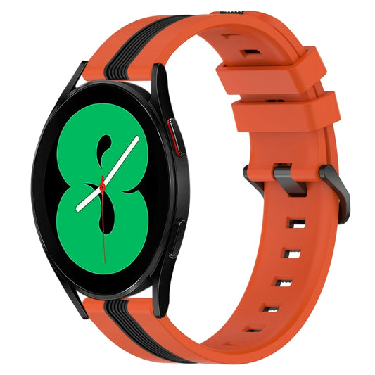 20mm Vertical Two-Color Silicone Watch Band, For Samsung Galaxy Watch4 44mm, For Samsung Galaxy Watch4 40mm, For Samsung  Galaxy Watch4 Classic 42mm, For Samsung  Galaxy Watch4 Classic 46mm