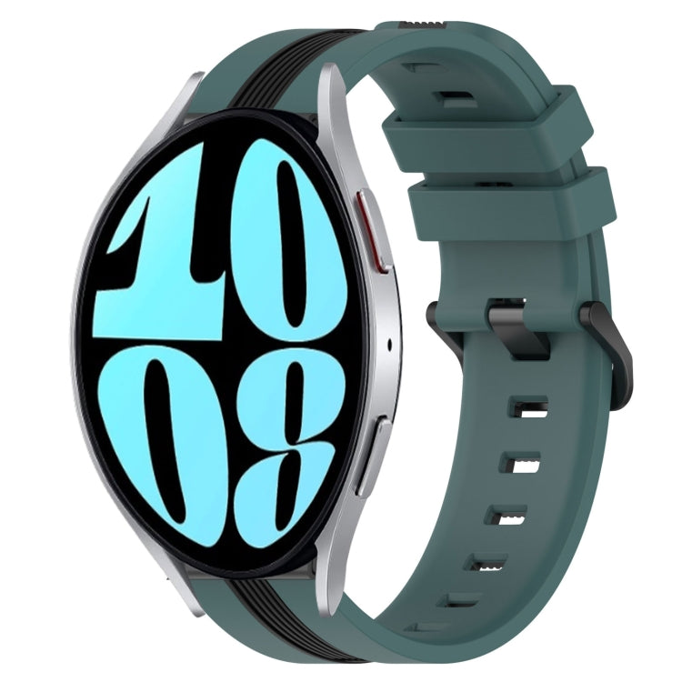 20mm Vertical Two-Color Silicone Watch Band, For Samsung Galaxy Watch 6 40mm, For Samsung Galaxy Watch 6 Classic 43mm