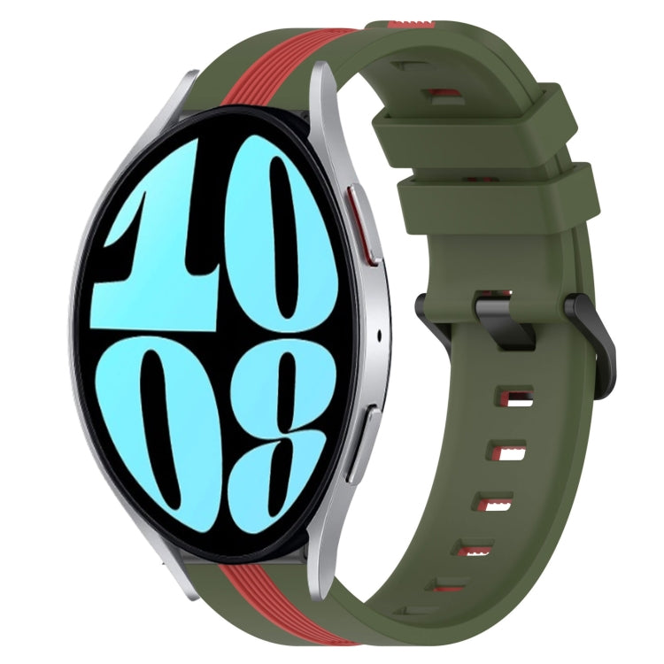 20mm Vertical Two-Color Silicone Watch Band, For Samsung Galaxy Watch 6 40mm, For Samsung Galaxy Watch 6 Classic 43mm