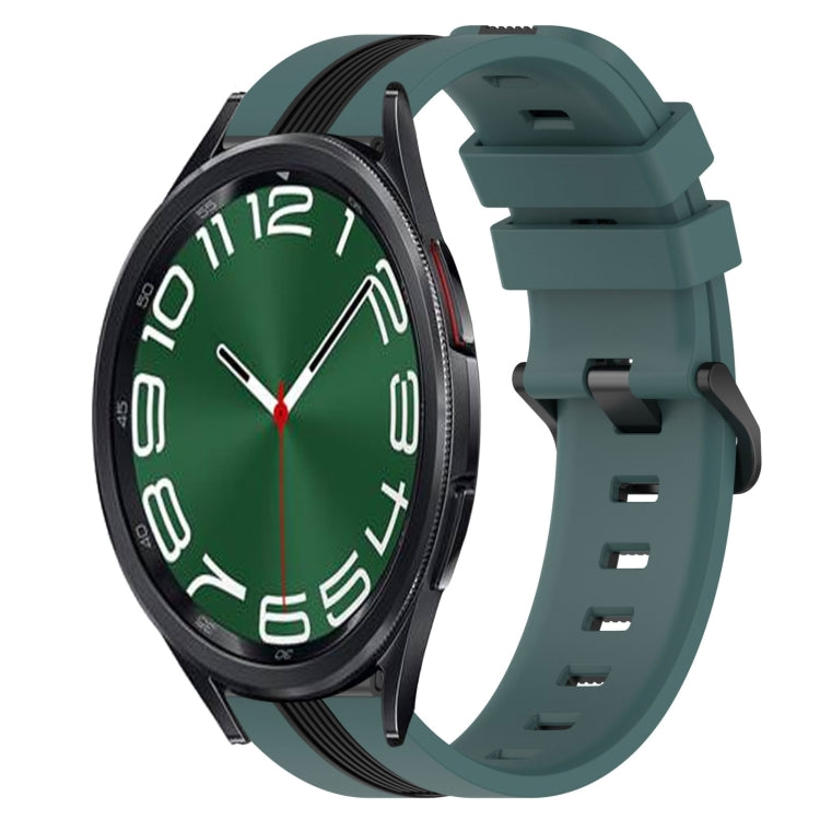 20mm Vertical Two-Color Silicone Watch Band, For Samsung Galaxy Watch 6 40mm, For Samsung Galaxy Watch 6 Classic 43mm