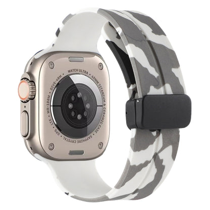 Magnetic Clasp Camouflage Silicone Watch Band, For Apple Watch Ultra 49mm, For Apple Watch Series 8&7 45mm, For Apple Watch Series 8&7 41mm