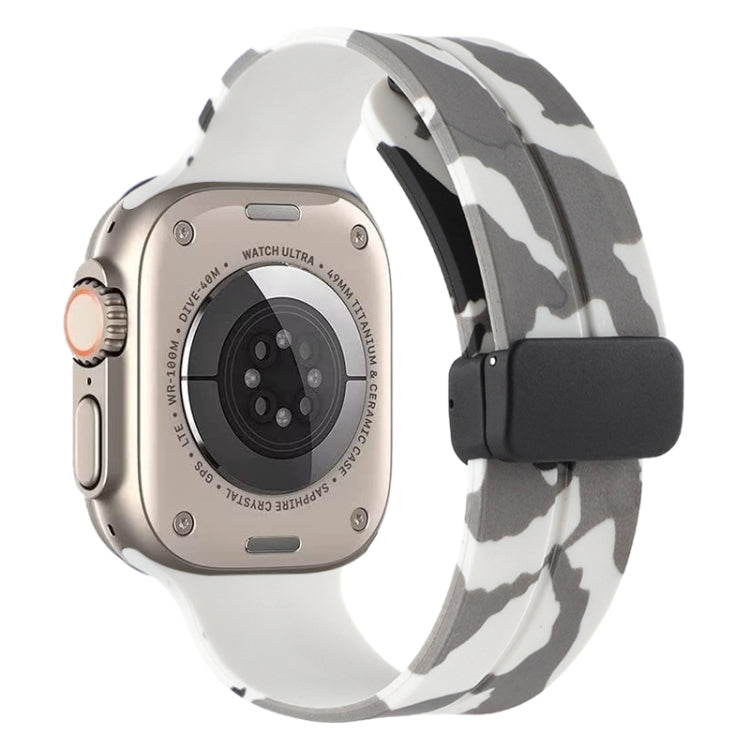 Magnetic Clasp Camouflage Silicone Watch Band, For Apple Watch Ultra 49mm, For Apple Watch Series 8&7 45mm, For Apple Watch Series 8&7 41mm