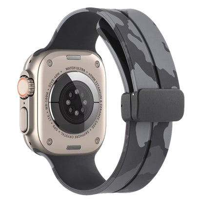 Magnetic Clasp Camouflage Silicone Watch Band, For Apple Watch Ultra 49mm, For Apple Watch Series 8&7 45mm, For Apple Watch Series 8&7 41mm