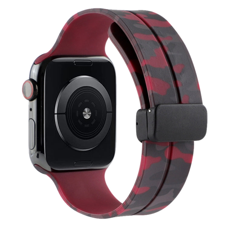 Magnetic Clasp Camouflage Silicone Watch Band, For Apple Watch Ultra 49mm, For Apple Watch Series 8&7 45mm, For Apple Watch Series 8&7 41mm