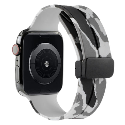 Magnetic Clasp Camouflage Silicone Watch Band, For Apple Watch Ultra 49mm, For Apple Watch Series 8&7 45mm, For Apple Watch Series 8&7 41mm