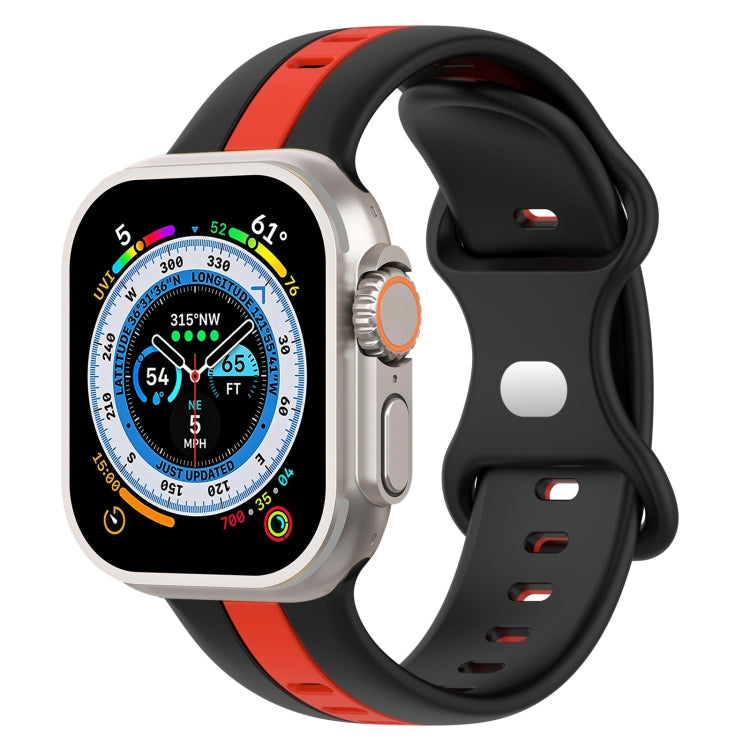 Butterfly Buckle Two-Color Silicone Watch Band, For Apple Watch Ultra 49mm, For Apple Watch Series 8&7 45mm, For Apple Watch Series 8&7 41mm