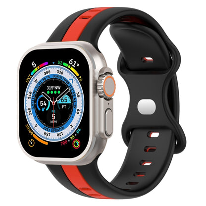 Butterfly Buckle Two-Color Silicone Watch Band, For Apple Watch Ultra 49mm, For Apple Watch Series 8&7 45mm, For Apple Watch Series 8&7 41mm