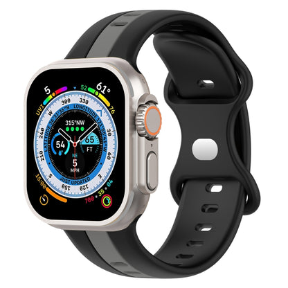Butterfly Buckle Two-Color Silicone Watch Band, For Apple Watch Ultra 49mm, For Apple Watch Series 8&7 45mm, For Apple Watch Series 8&7 41mm