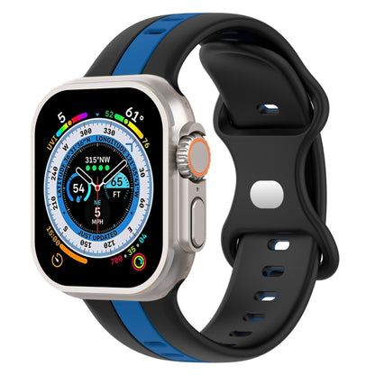 Butterfly Buckle Two-Color Silicone Watch Band, For Apple Watch Ultra 49mm, For Apple Watch Series 8&7 45mm, For Apple Watch Series 8&7 41mm