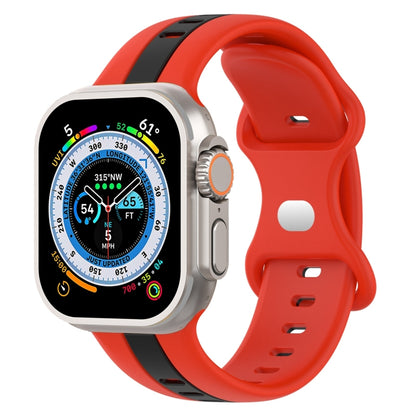 Butterfly Buckle Two-Color Silicone Watch Band, For Apple Watch Ultra 49mm, For Apple Watch Series 8&7 45mm, For Apple Watch Series 8&7 41mm