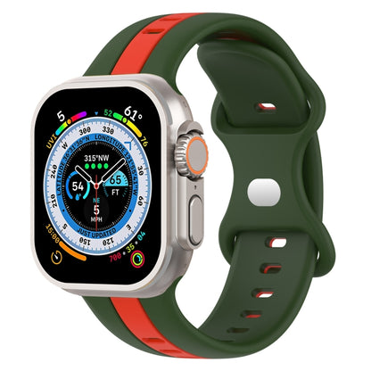 Butterfly Buckle Two-Color Silicone Watch Band, For Apple Watch Ultra 49mm, For Apple Watch Series 8&7 45mm, For Apple Watch Series 8&7 41mm