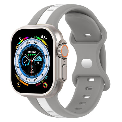 Butterfly Buckle Two-Color Silicone Watch Band, For Apple Watch Ultra 49mm, For Apple Watch Series 8&7 45mm, For Apple Watch Series 8&7 41mm