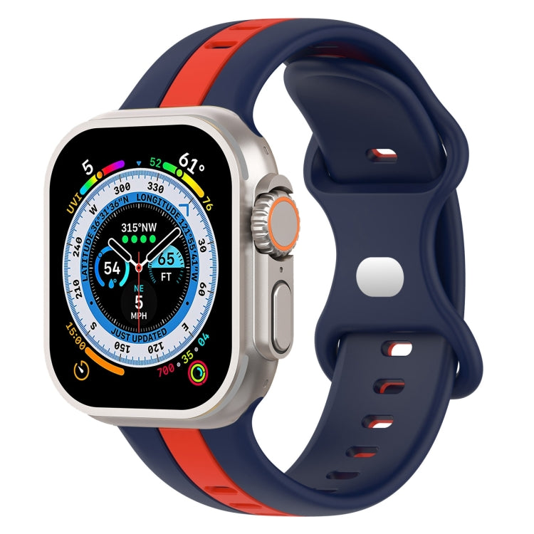 Butterfly Buckle Two-Color Silicone Watch Band, For Apple Watch Ultra 49mm, For Apple Watch Series 8&7 45mm, For Apple Watch Series 8&7 41mm