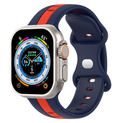 Butterfly Buckle Two-Color Silicone Watch Band, For Apple Watch Ultra 49mm, For Apple Watch Series 8&7 45mm, For Apple Watch Series 8&7 41mm