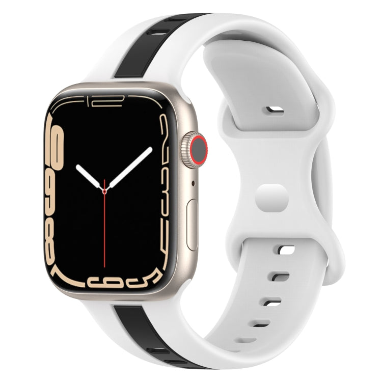 Butterfly Buckle Two-Color Silicone Watch Band, For Apple Watch Ultra 49mm, For Apple Watch Series 8&7 45mm, For Apple Watch Series 8&7 41mm