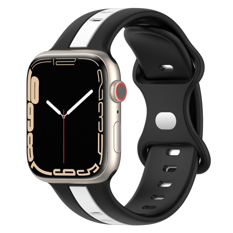 Butterfly Buckle Two-Color Silicone Watch Band, For Apple Watch Ultra 49mm, For Apple Watch Series 8&7 45mm, For Apple Watch Series 8&7 41mm