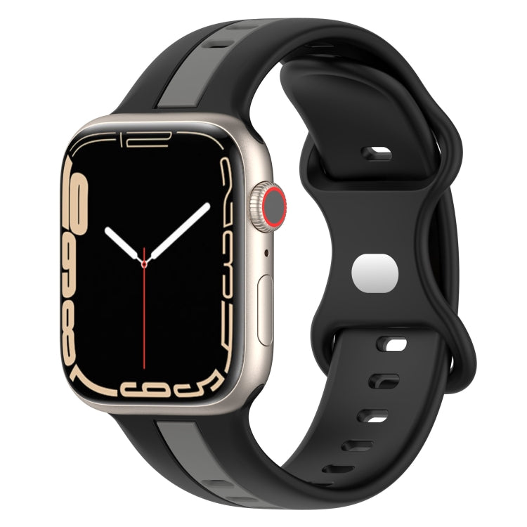 Butterfly Buckle Two-Color Silicone Watch Band, For Apple Watch Ultra 49mm, For Apple Watch Series 8&7 45mm, For Apple Watch Series 8&7 41mm