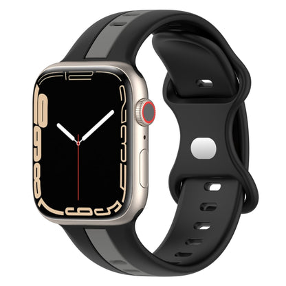 Butterfly Buckle Two-Color Silicone Watch Band, For Apple Watch Ultra 49mm, For Apple Watch Series 8&7 45mm, For Apple Watch Series 8&7 41mm