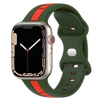Butterfly Buckle Two-Color Silicone Watch Band, For Apple Watch Ultra 49mm, For Apple Watch Series 8&7 45mm, For Apple Watch Series 8&7 41mm