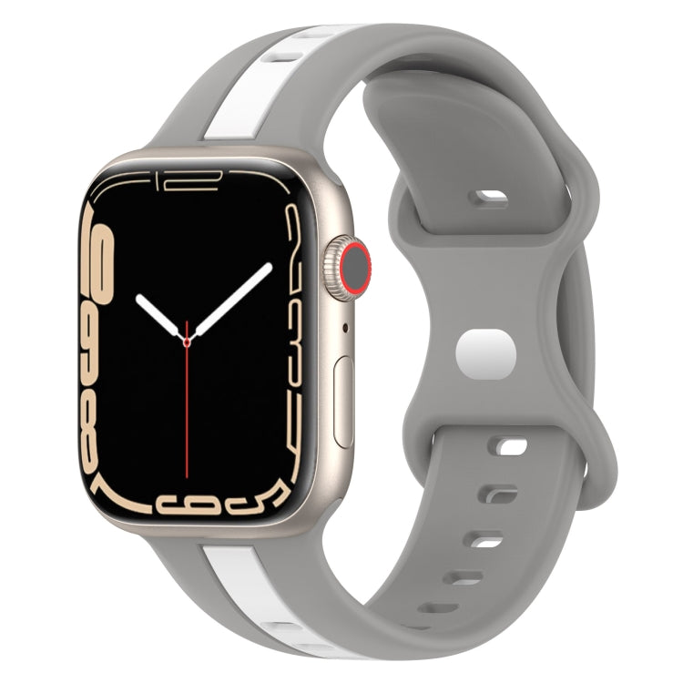 Butterfly Buckle Two-Color Silicone Watch Band, For Apple Watch Ultra 49mm, For Apple Watch Series 8&7 45mm, For Apple Watch Series 8&7 41mm
