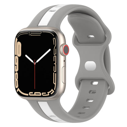 Butterfly Buckle Two-Color Silicone Watch Band, For Apple Watch Ultra 49mm, For Apple Watch Series 8&7 45mm, For Apple Watch Series 8&7 41mm