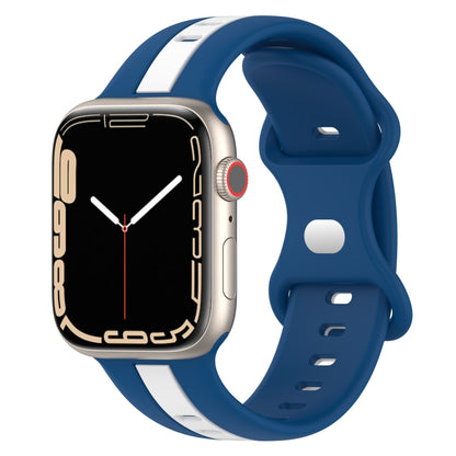 Butterfly Buckle Two-Color Silicone Watch Band, For Apple Watch Ultra 49mm, For Apple Watch Series 8&7 45mm, For Apple Watch Series 8&7 41mm