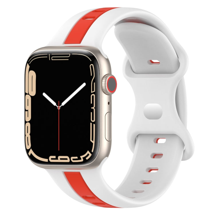 Butterfly Buckle Two-Color Silicone Watch Band, For Apple Watch Ultra 49mm, For Apple Watch Series 8&7 45mm, For Apple Watch Series 8&7 41mm
