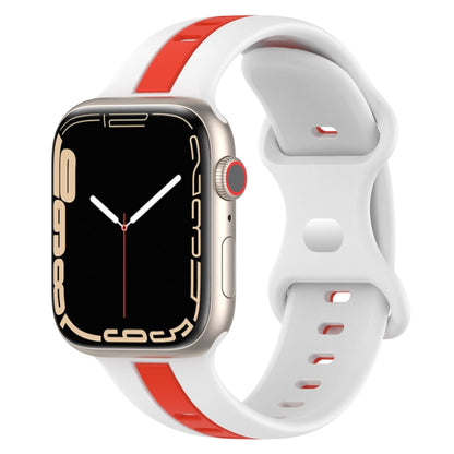 Butterfly Buckle Two-Color Silicone Watch Band, For Apple Watch Ultra 49mm, For Apple Watch Series 8&7 45mm, For Apple Watch Series 8&7 41mm
