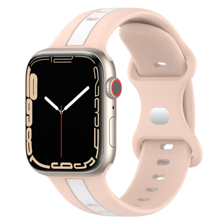 Butterfly Buckle Two-Color Silicone Watch Band, For Apple Watch Ultra 49mm, For Apple Watch Series 8&7 45mm, For Apple Watch Series 8&7 41mm