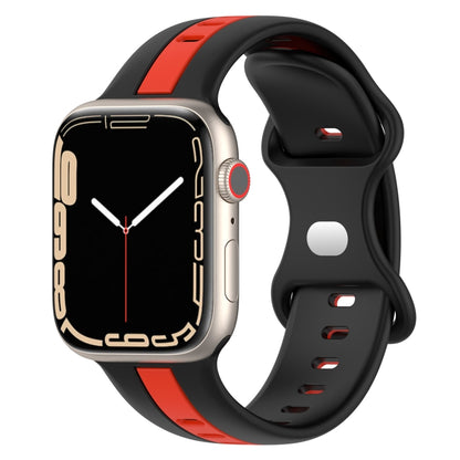 Butterfly Buckle Two-Color Silicone Watch Band, For Apple Watch Ultra 49mm, For Apple Watch Series 8&7 45mm, For Apple Watch Series 8&7 41mm