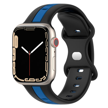 Butterfly Buckle Two-Color Silicone Watch Band, For Apple Watch Ultra 49mm, For Apple Watch Series 8&7 45mm, For Apple Watch Series 8&7 41mm