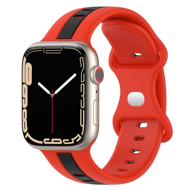 Butterfly Buckle Two-Color Silicone Watch Band, For Apple Watch Ultra 49mm, For Apple Watch Series 8&7 45mm, For Apple Watch Series 8&7 41mm