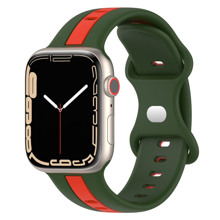 Butterfly Buckle Two-Color Silicone Watch Band, For Apple Watch Ultra 49mm, For Apple Watch Series 8&7 45mm, For Apple Watch Series 8&7 41mm