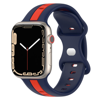 Butterfly Buckle Two-Color Silicone Watch Band, For Apple Watch Ultra 49mm, For Apple Watch Series 8&7 45mm, For Apple Watch Series 8&7 41mm