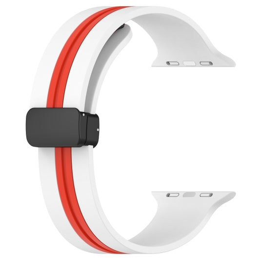 Magnetic Clasp Two-Color Silicone Watch Band, For Apple Watch Ultra 49mm, For Apple Watch Series 8&7 45mm, For Apple Watch Series 8&7 41mm