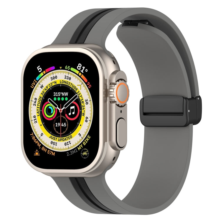 Magnetic Clasp Two-Color Silicone Watch Band, For Apple Watch Ultra 49mm, For Apple Watch Series 8&7 45mm, For Apple Watch Series 8&7 41mm