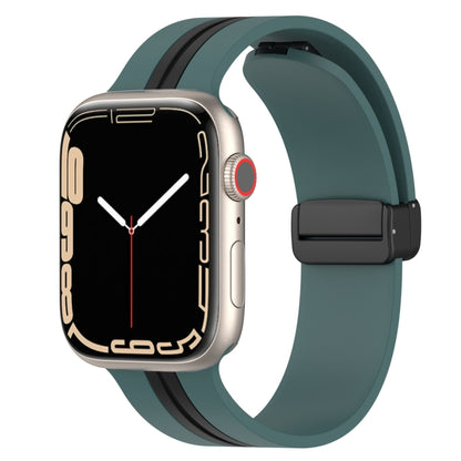 Magnetic Clasp Two-Color Silicone Watch Band, For Apple Watch Ultra 49mm, For Apple Watch Series 8&7 45mm, For Apple Watch Series 8&7 41mm
