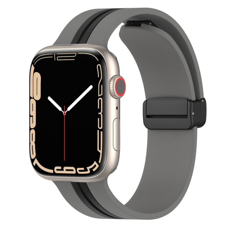 Magnetic Clasp Two-Color Silicone Watch Band, For Apple Watch Ultra 49mm, For Apple Watch Series 8&7 45mm, For Apple Watch Series 8&7 41mm