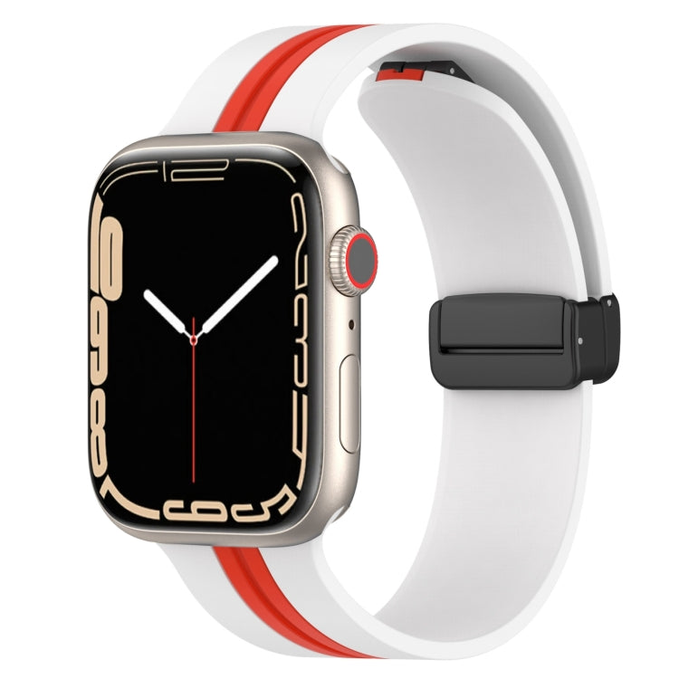 Magnetic Clasp Two-Color Silicone Watch Band, For Apple Watch Ultra 49mm, For Apple Watch Series 8&7 45mm, For Apple Watch Series 8&7 41mm