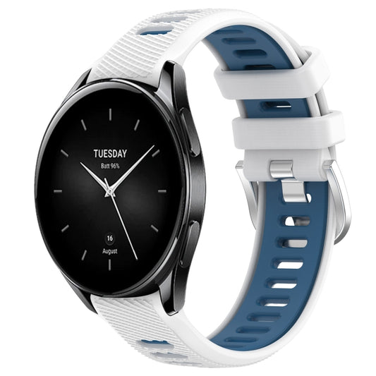 22mm Sports Two-Color Steel Buckle Silicone Watch Band, For Xiaomi Watch S2 42mm, For Xiaomi Watch S2 46mm, For Xiaomi MI Watch S1, For Xiaomi MI Watch S1 Pro