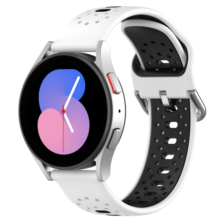 20mm Breathable Two-Color Silicone Watch Band, For Samsung Galaxy Watch 6 Classic 47mm, For Samsung Galaxy Watch 5 44mm, For Samsung Galaxy Watch 5 40mm