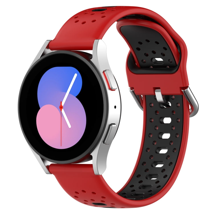 20mm Breathable Two-Color Silicone Watch Band, For Samsung Galaxy Watch 6 Classic 47mm, For Samsung Galaxy Watch 5 44mm, For Samsung Galaxy Watch 5 40mm