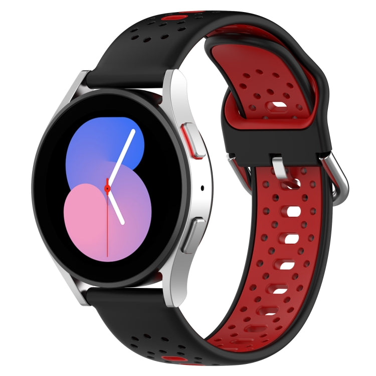 20mm Breathable Two-Color Silicone Watch Band, For Samsung Galaxy Watch 5 Pro 45mm, For Samsung Galaxy Watch 4 44mm, For Samsung Galaxy Watch 4 40mm